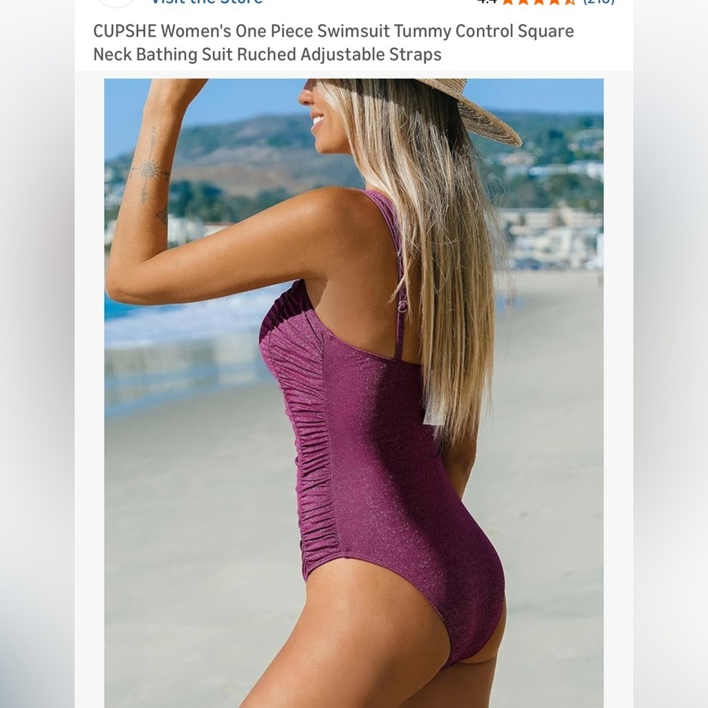 Cupshe Shimmer One Piece Swimsuit Ruched Swimsuit MSRP $45